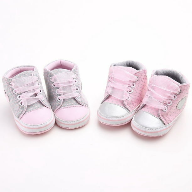 Baby Infant Girl Pre-walker Pram Shoes Shower Gift  Lace Flower Polka Dot 